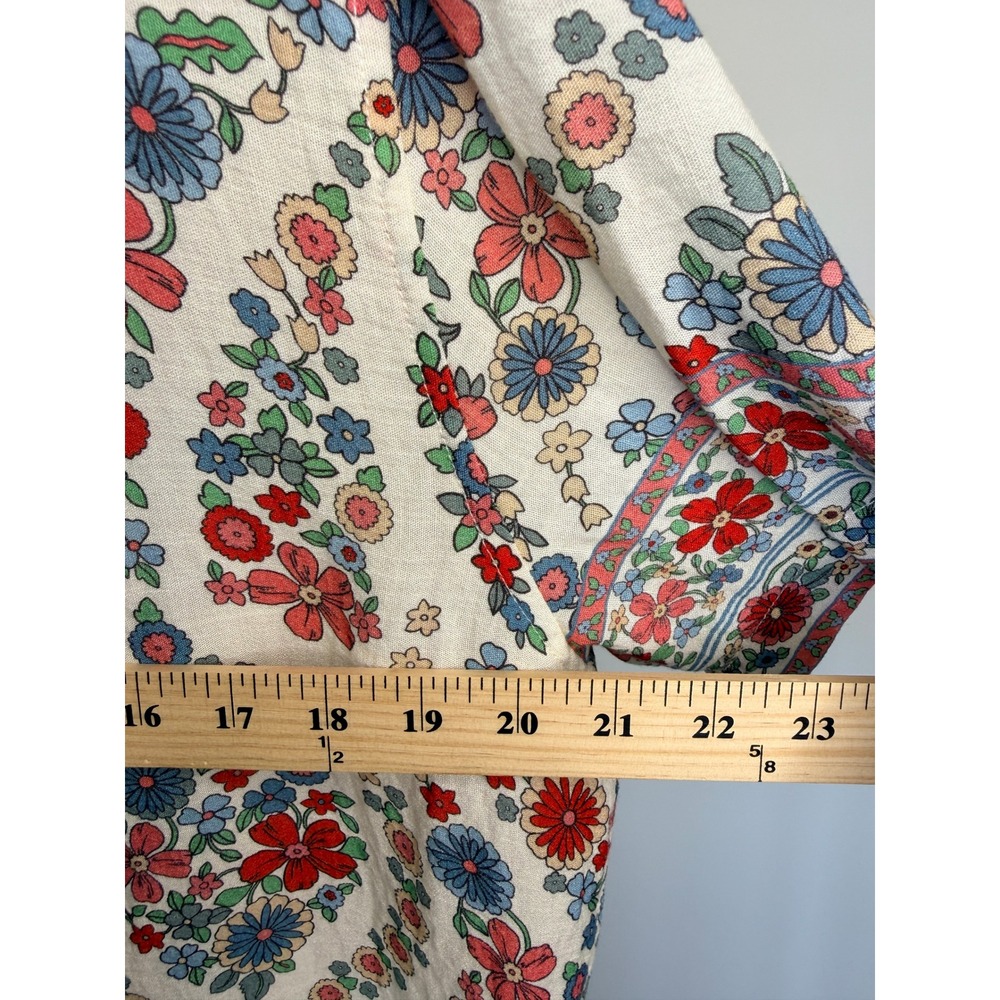 Zara Floral Print Button Down Shirt Short Sleeve Multi Color Boho Top Small - Picture 5 of 6